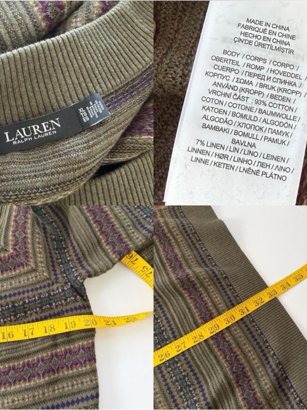Lauren Ralph Lauren Fair Isle Off-the Shoulder Sweater Dress size XL. - Picture 5 of 5